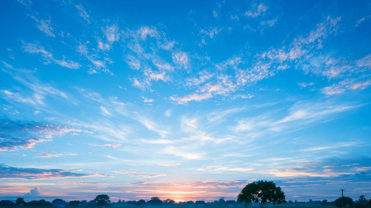 Blue sky at dusk over an open horizon